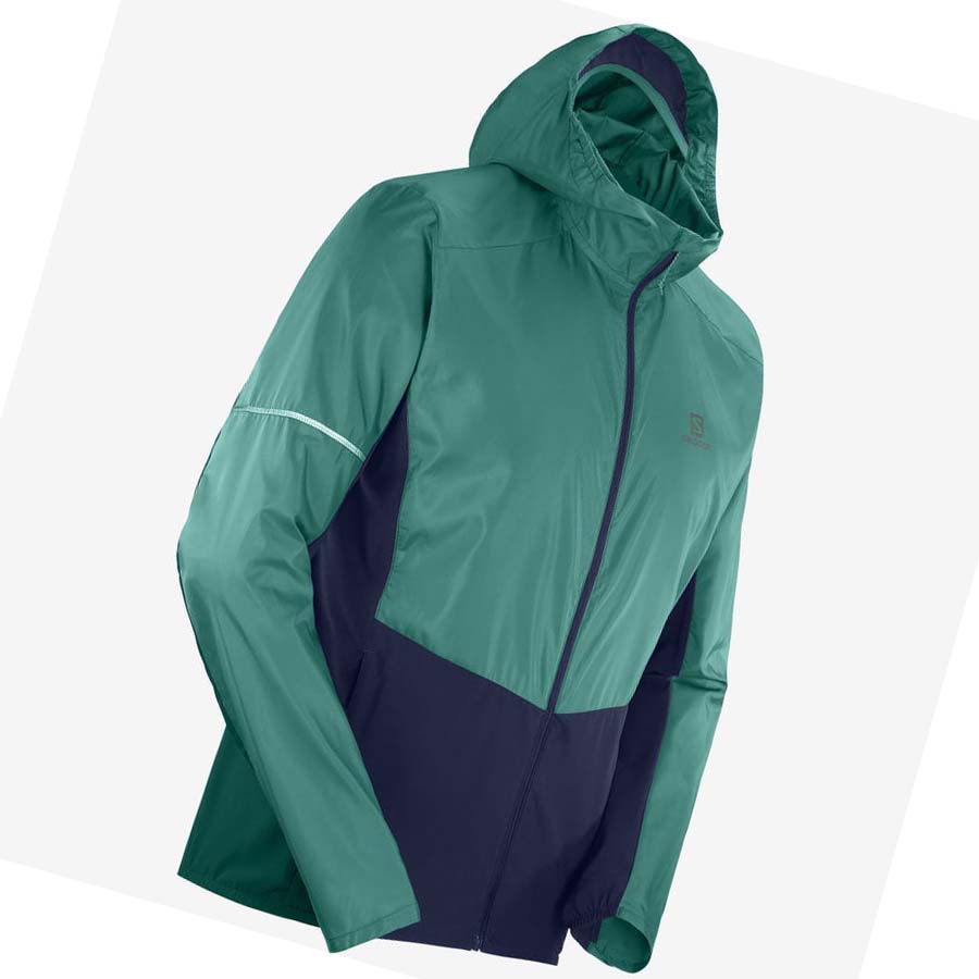 Salomon AGILE WIND WINDBREAKERS Erkek Ceket Siyah Yeşil | TR 3267HAP